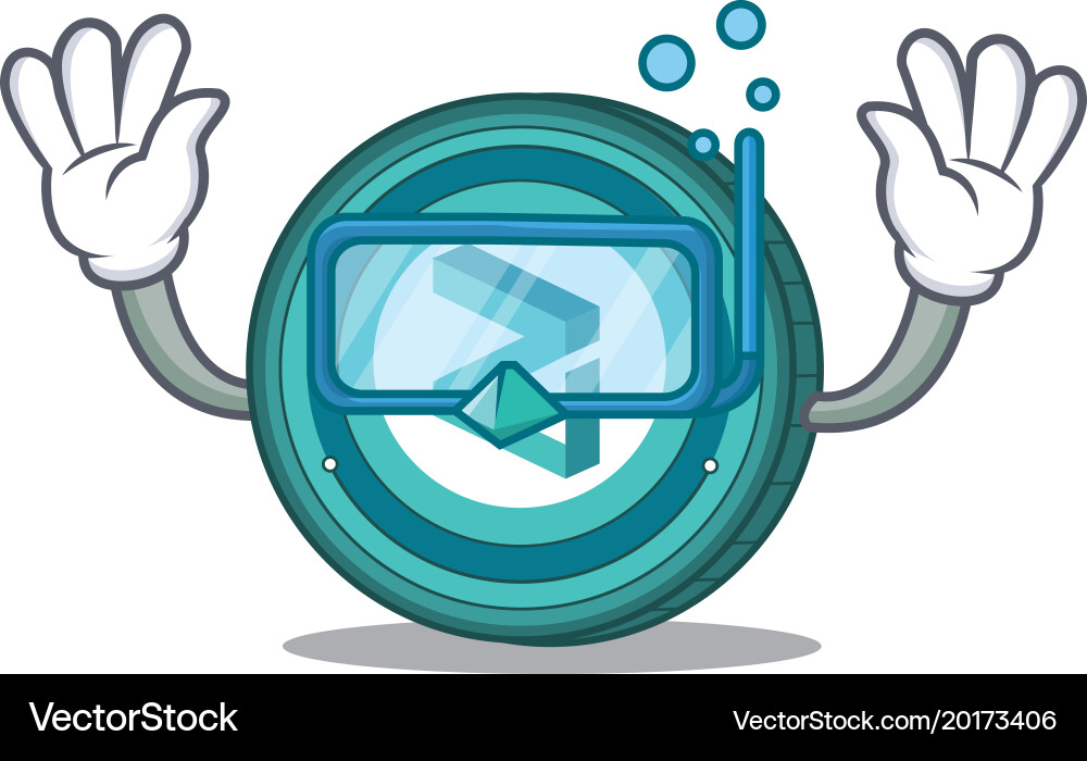 Diving zilliqa coin character cartoon Vector Image
