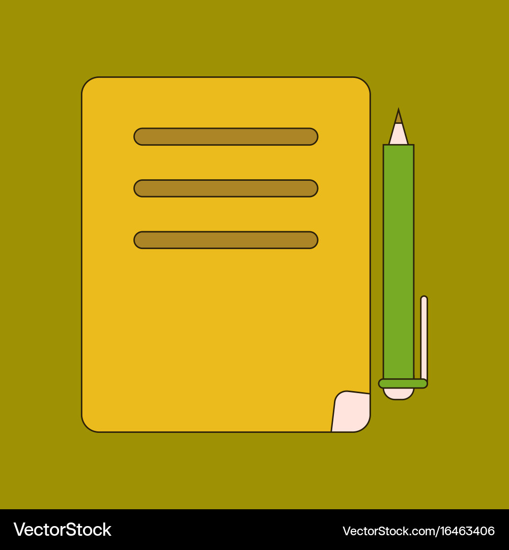 Flat icon with thin lines notebook pen vector image