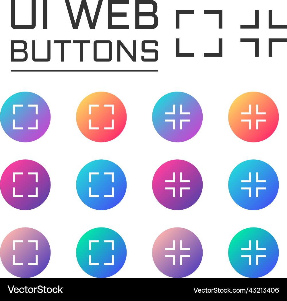 Full screen ui web button icons Full screen ui web button icons vector image