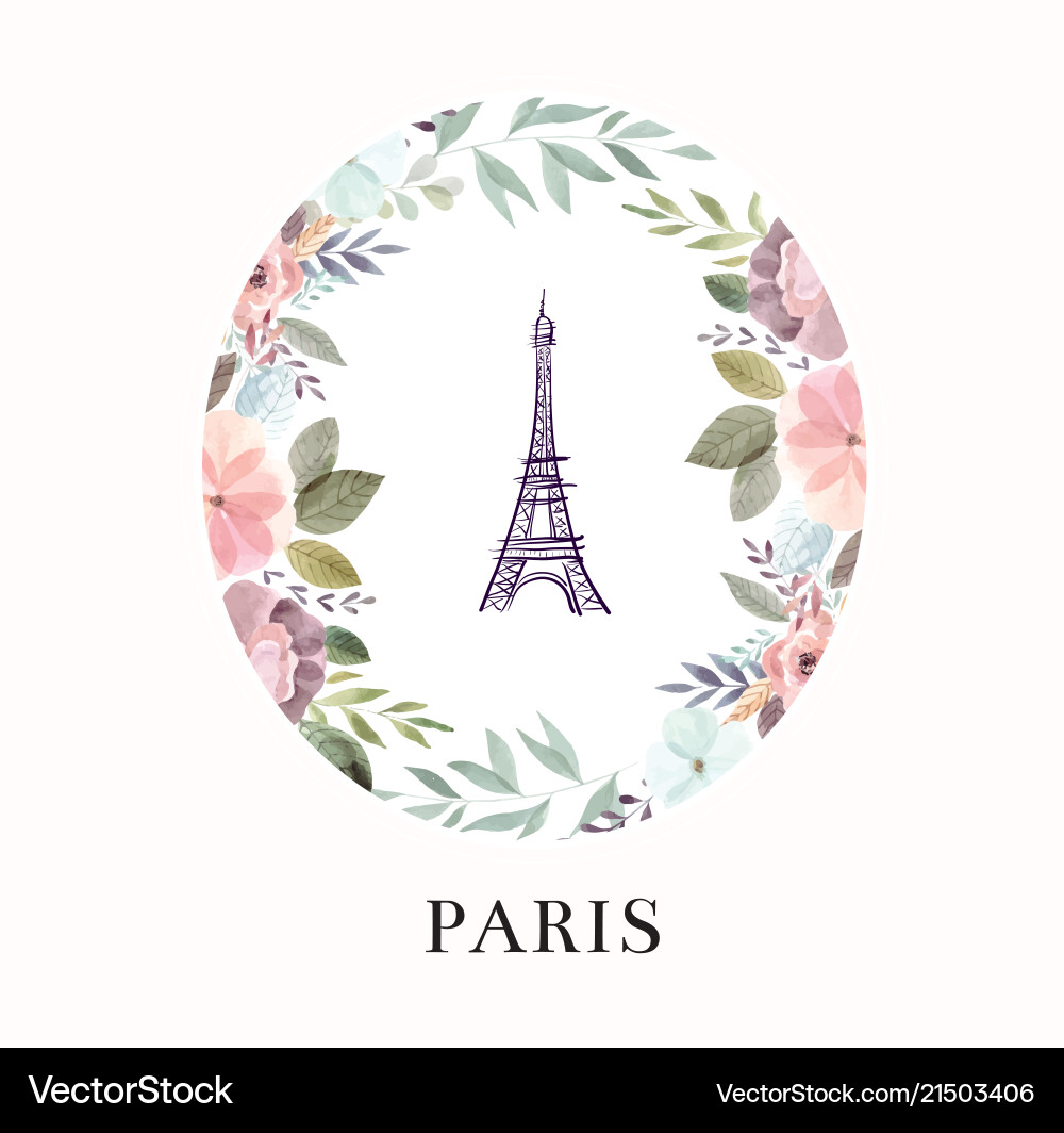 Hand drawn with eiffel tower vector image