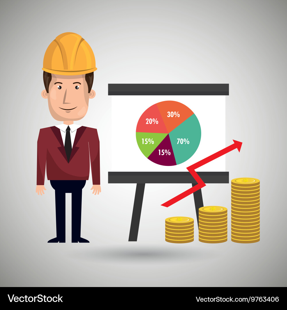 Man and statistics isolated icon design vector image