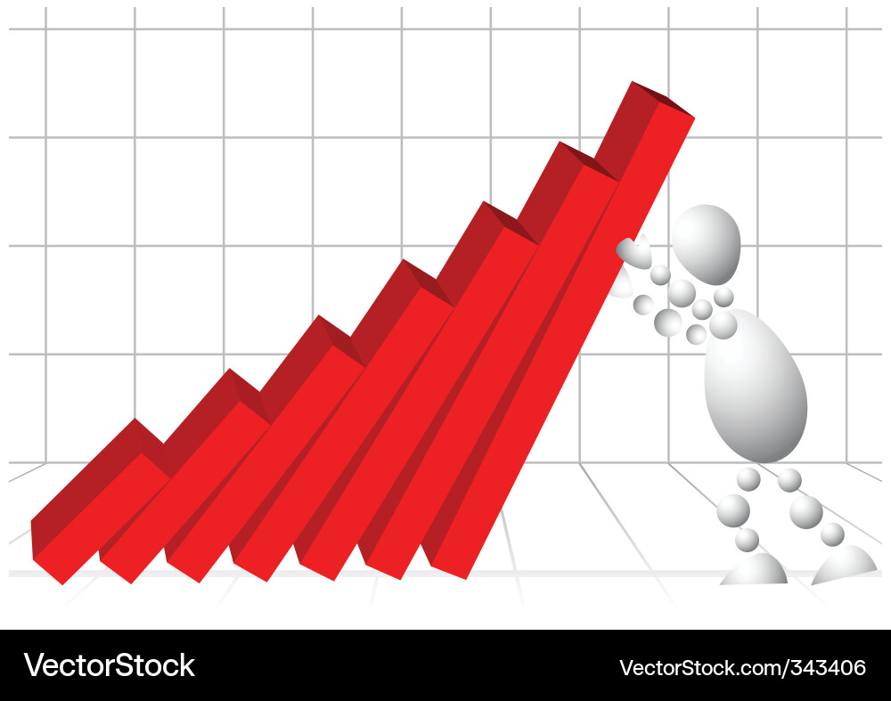 Man supported a red diagram Vector Image