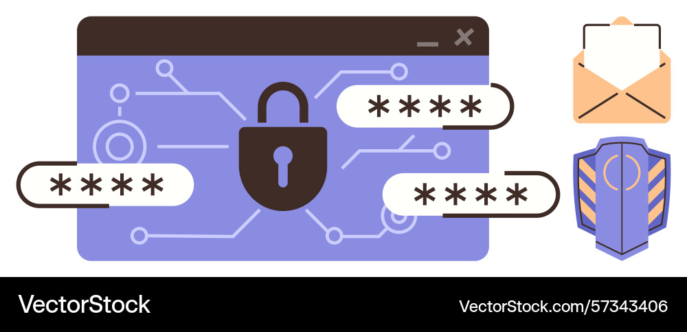 Secure login and data protection with password Secure login and data protection with password vector image