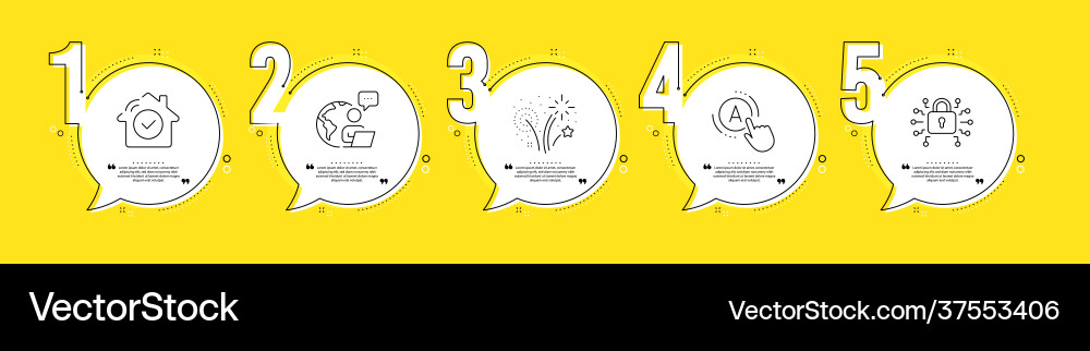 Security lock fireworks and ab testing icons set Vector Image