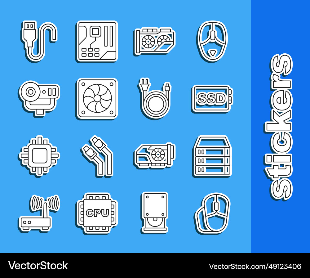 Set line computer mouse server data web hosting Set line computer mouse server data web hosting vector image