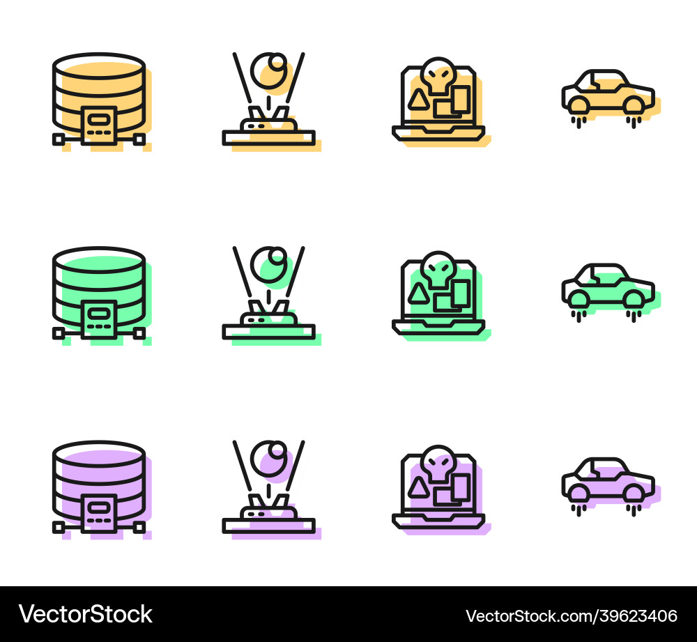 Set line internet piracy cloud database hologram Set line internet piracy cloud database hologram vector image