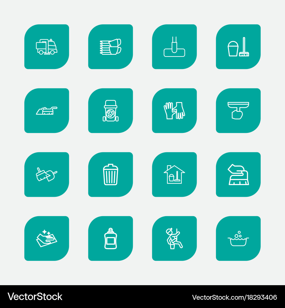 Set of 16 editable cleanup outline icons includes vector image