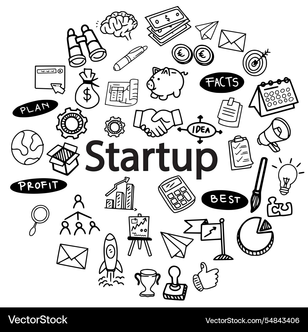 Startup line art doodle seamless pattern cicle Startup line art doodle seamless pattern cicle vector image