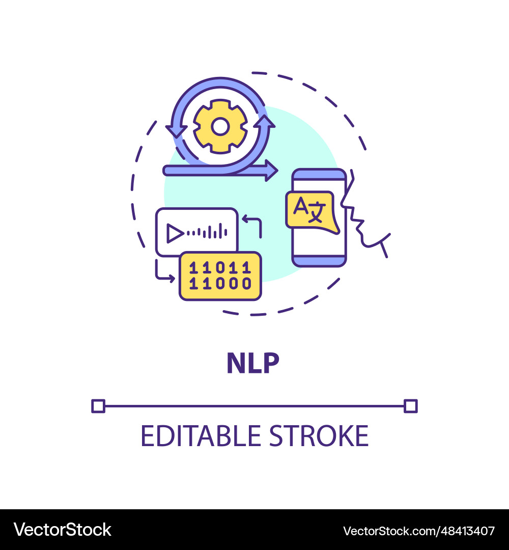 2d customizable nlp line icon concept Vector Image