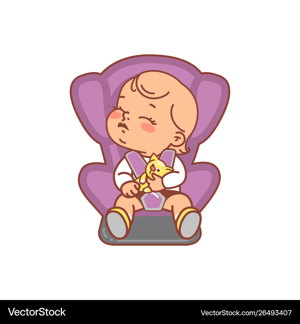 Baby girl sitting sleeping on car seat baon Baby girl sitting sleeping on car seat baon vector image