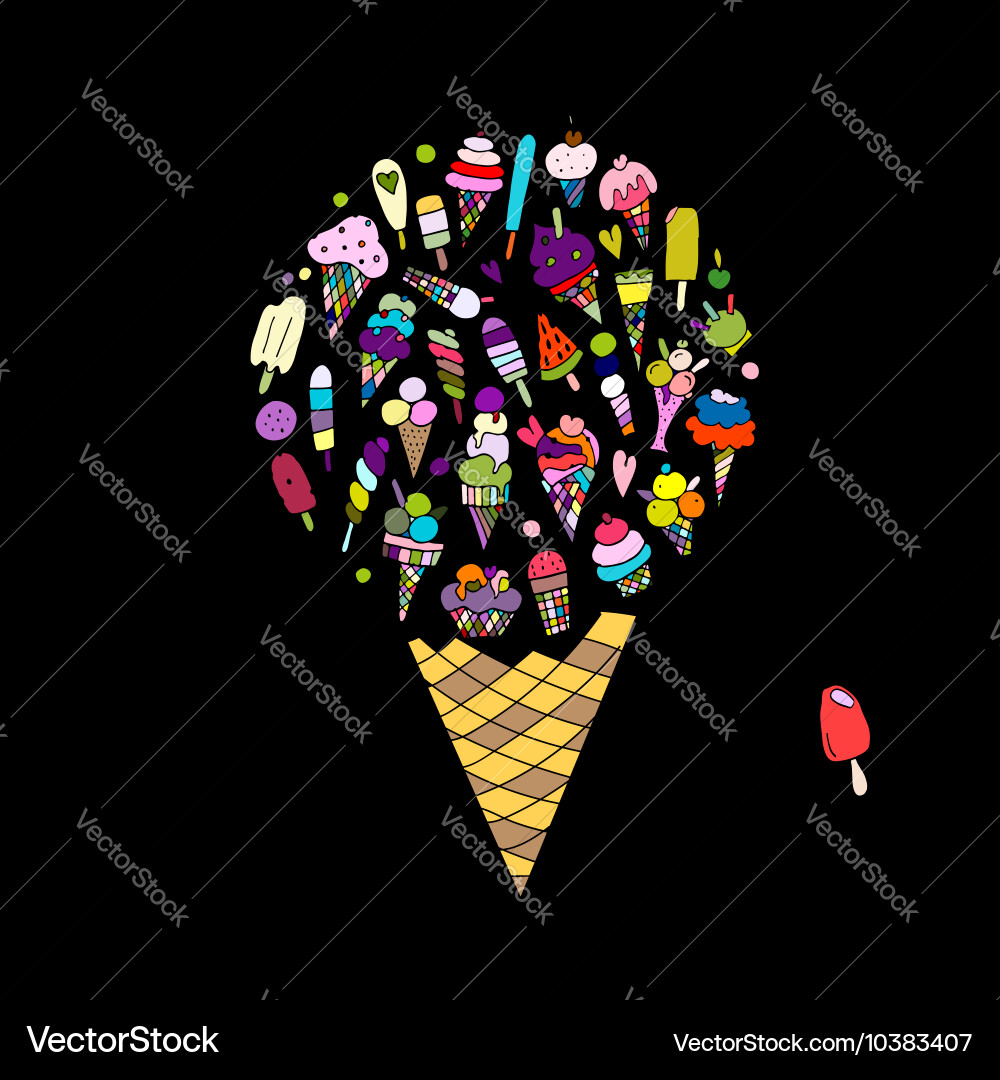 Big icecream sketch for your design Vector Image