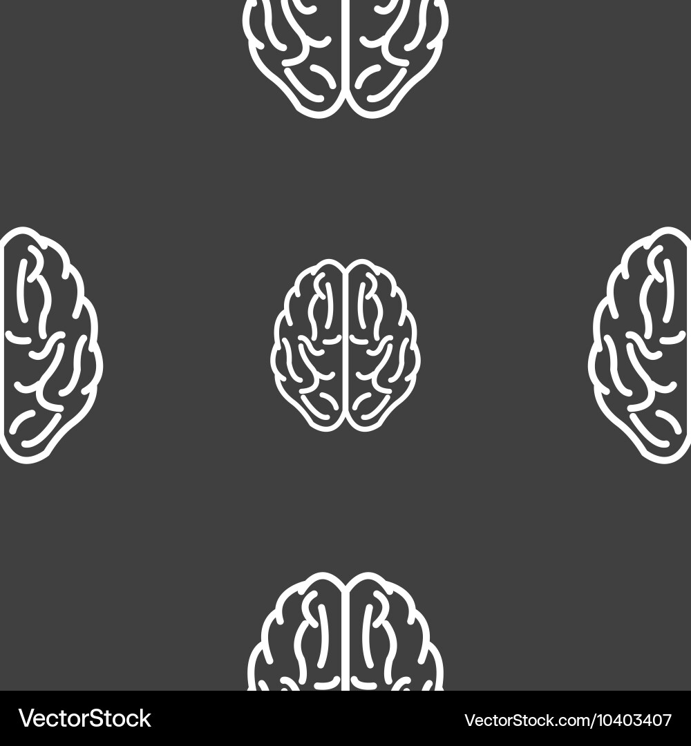 Brain sign seamless pattern on a gray background vector image