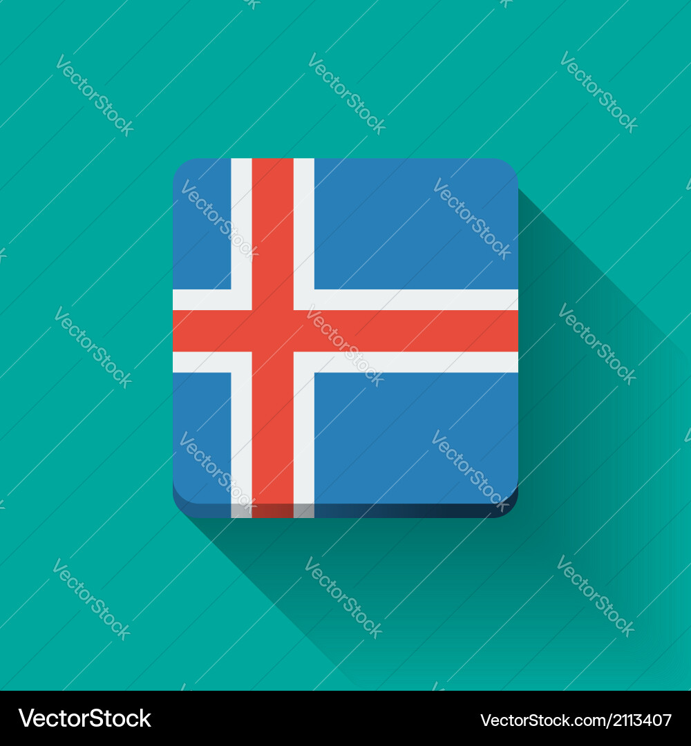 Button with flag of iceland vector image
