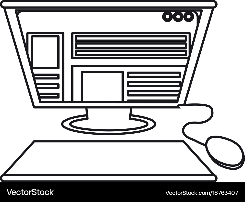 Computer with keyboard and mouse icon Vector Image