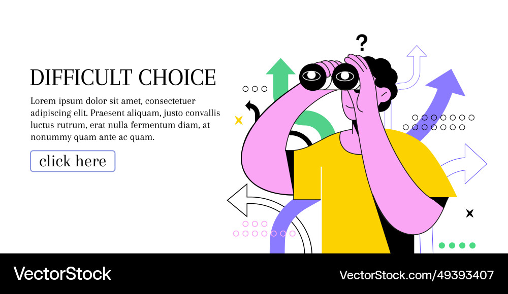 Difficult choice landing page design web banner vector image