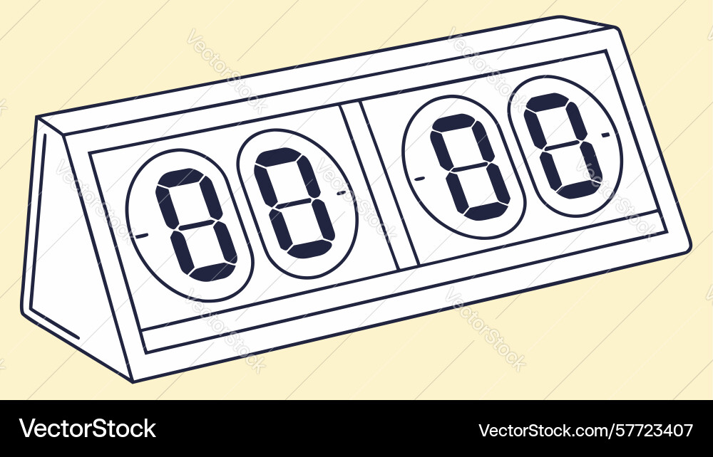 Digital clock displaying zeros symbolizing time vector image
