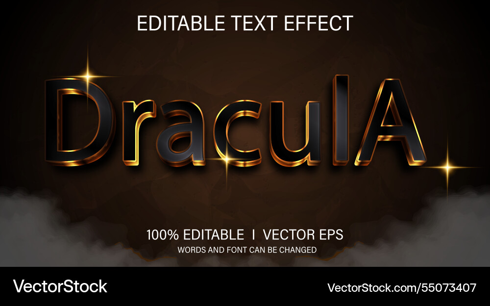 Dracula 3d text effect with modern style design Vector Image