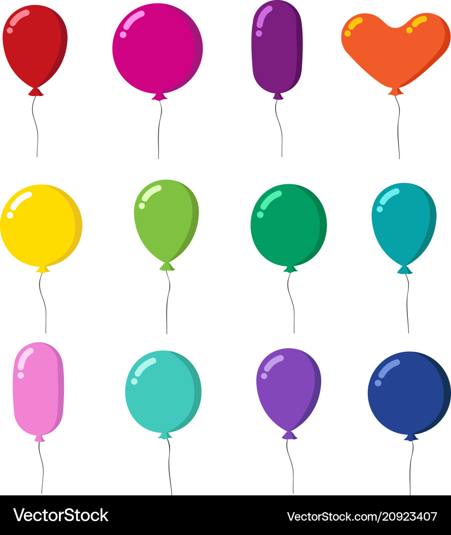 Farbe Gummi fliegen Cartoon Ballons mit String Farbe Gummi fliegen Cartoon Ballons mit String vektorbild