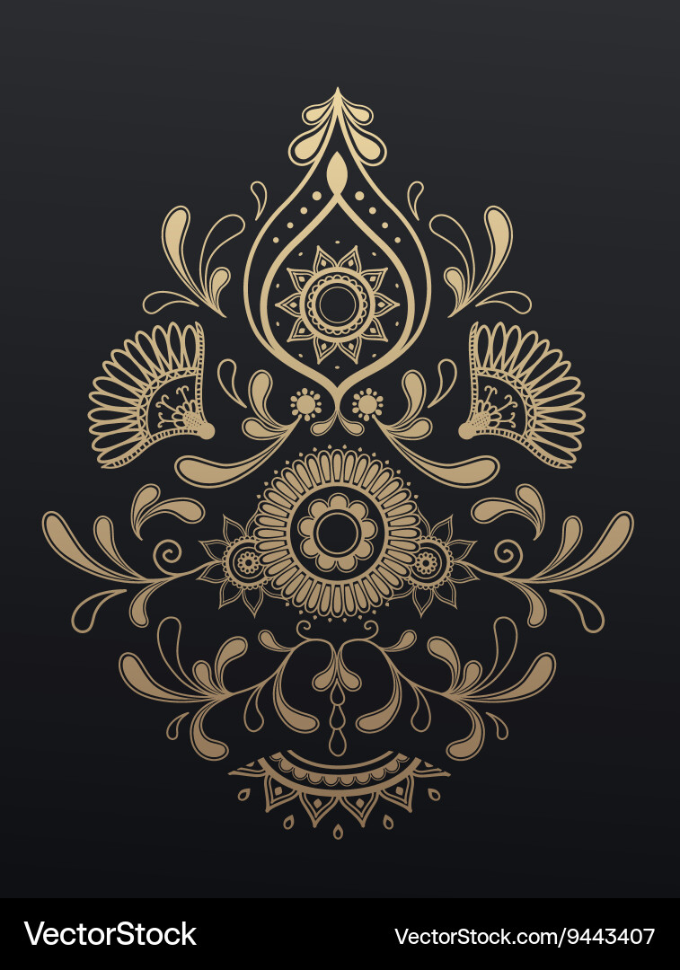 Golden Floral Paisley Motif vector image