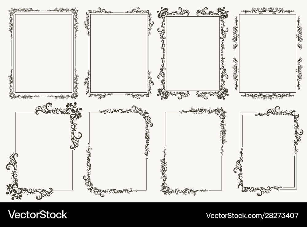 Ornate Calligraphic Frame Set vector image