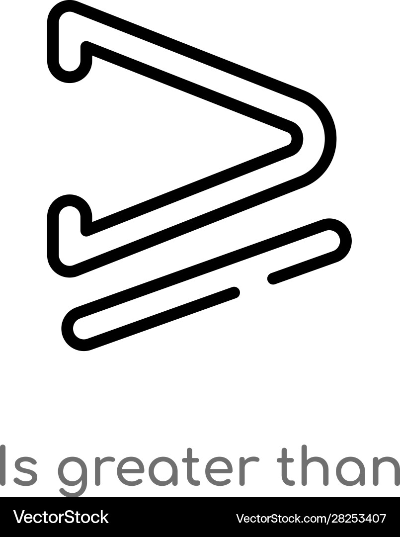 Outline is greater than or equal to icon isolated vector image