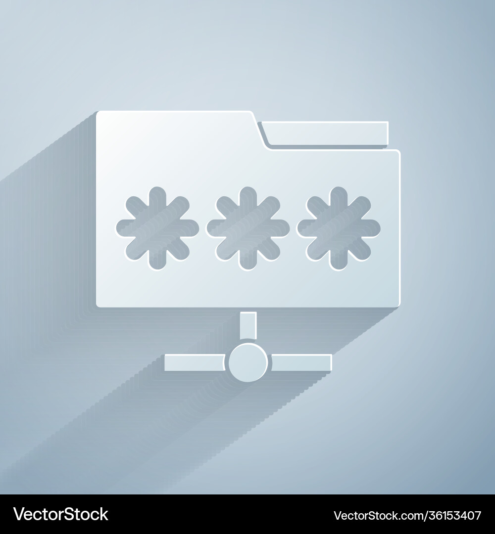 Paper cut folder with password notification icon Paper cut folder with password notification icon vector image