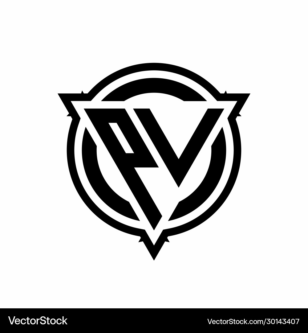 Pv logo with triangle shape and circle Vector Image