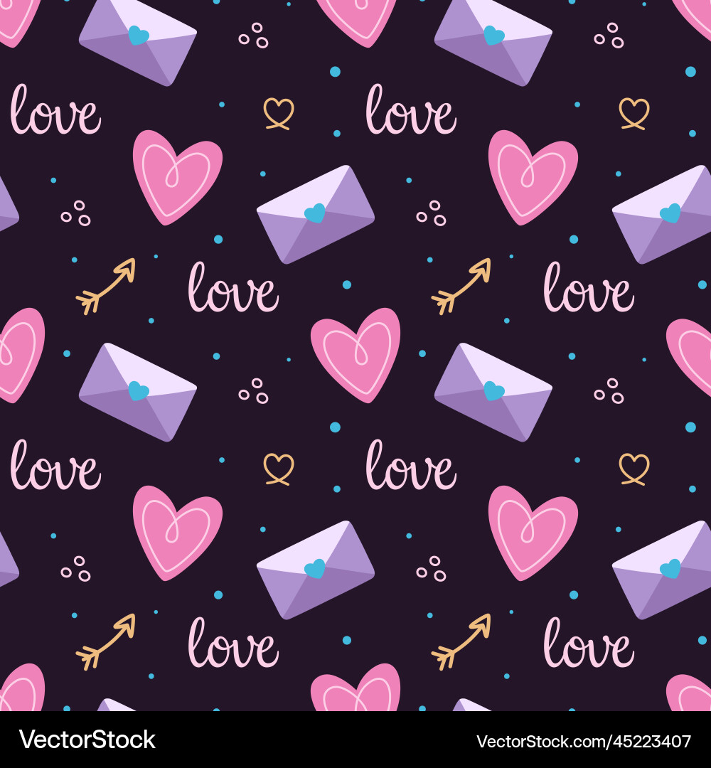 Seamless pattern with heart and envelope Seamless pattern with heart and envelope vector image