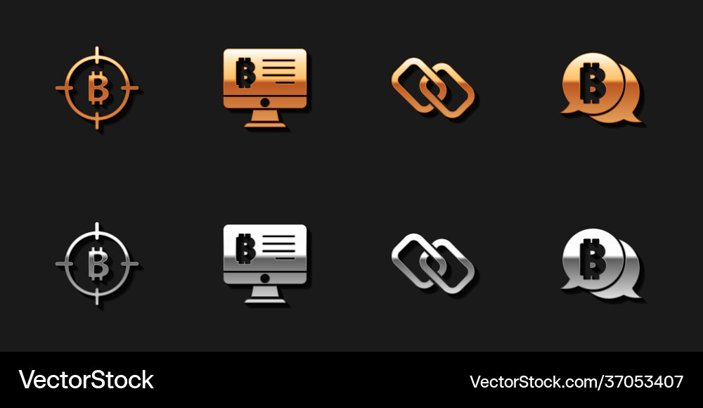 Set bitcoin in target mining from vector image