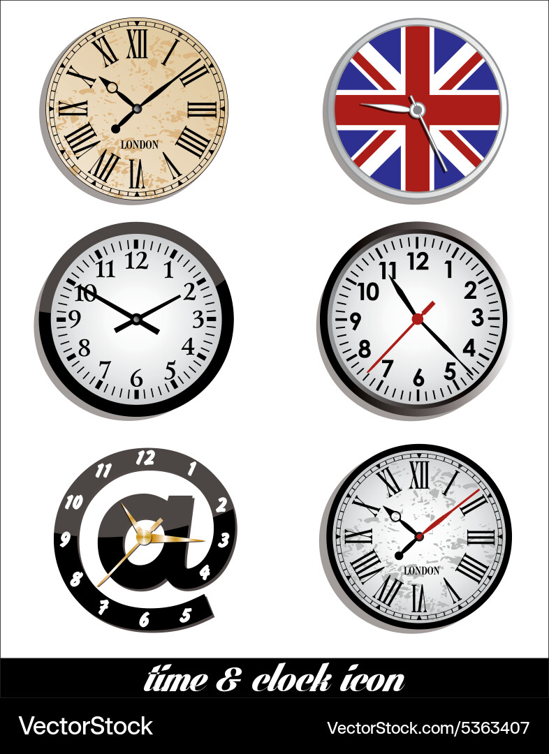 Time and clock set vector image