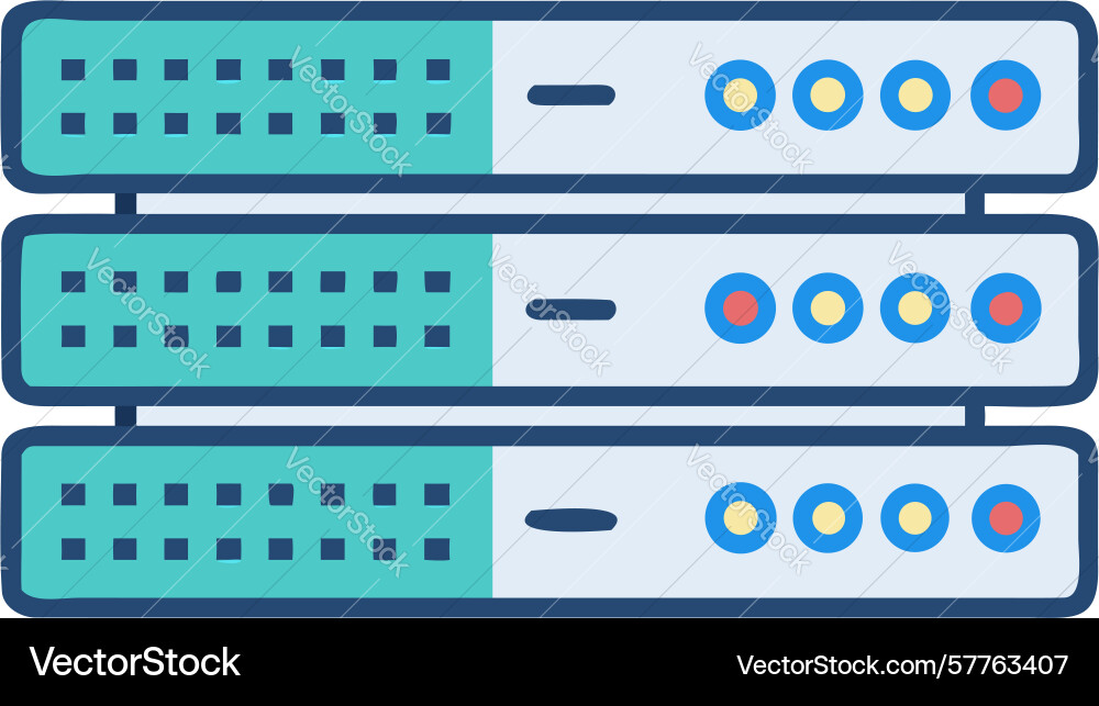 Triple server rack flat icon design generative ai vector image
