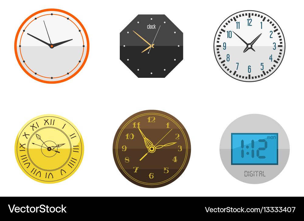 Wall clock circle sign with chronometer pointer vector image
