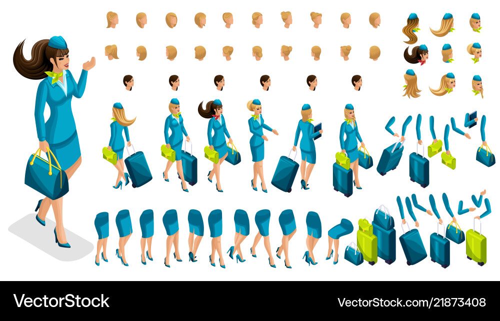 3d constructor stewardess create your character 3d constructor stewardess create your character vector image
