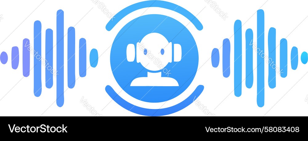 AI Voice Command with Sound Waves Vector Image