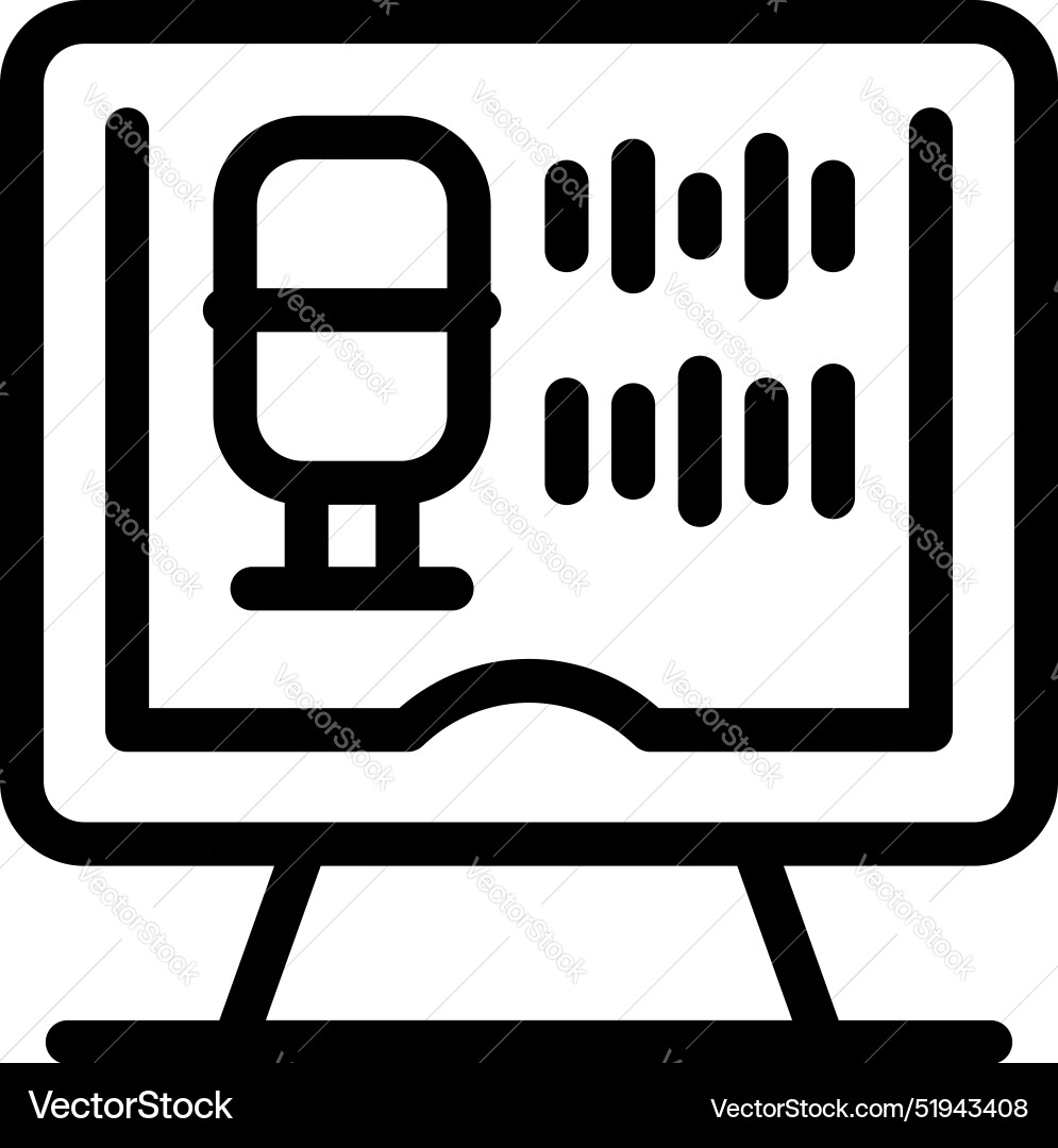 Audio track being edited on desktop computer vector image