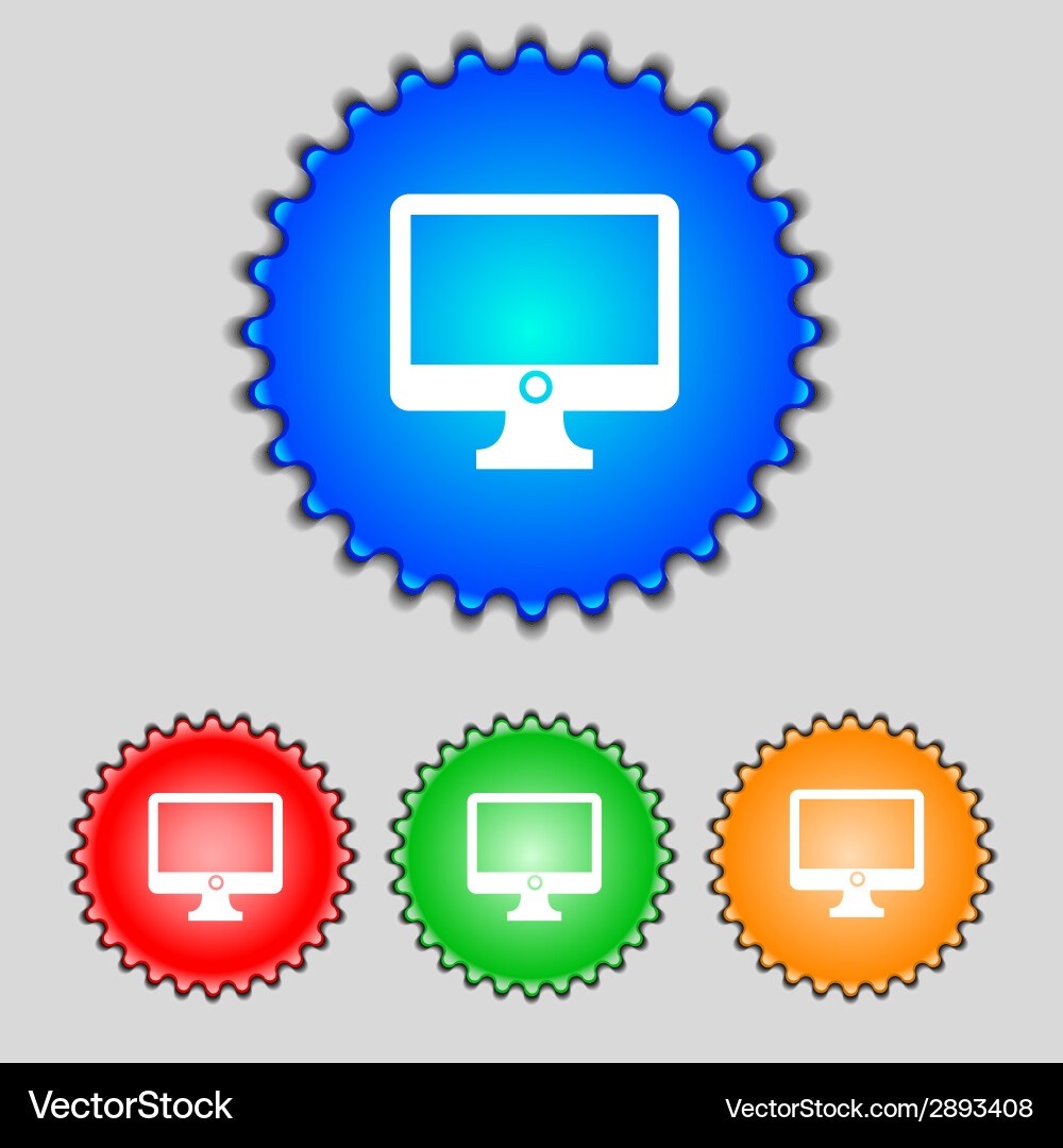 Computer widescreen monitor sign icon set color vector image