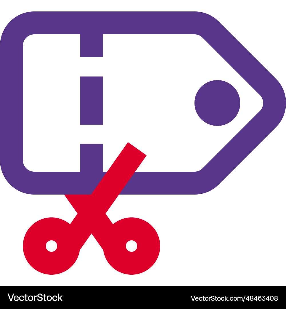 Cutting price tag linked with product Vector Image