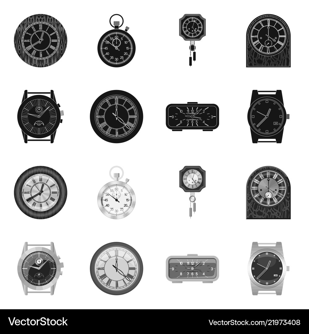 Design of clock and time icon collection Design of clock and time icon collection vector image
