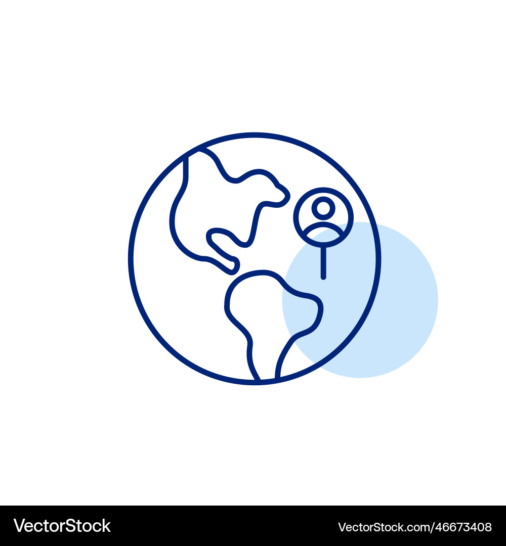 Earth globe with user pin pointer customer vector image