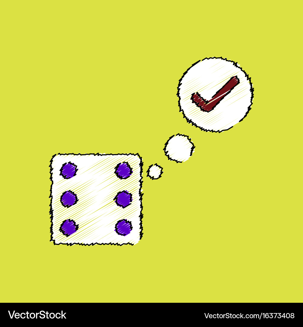 Flat shading style icon dice and check mark vector image