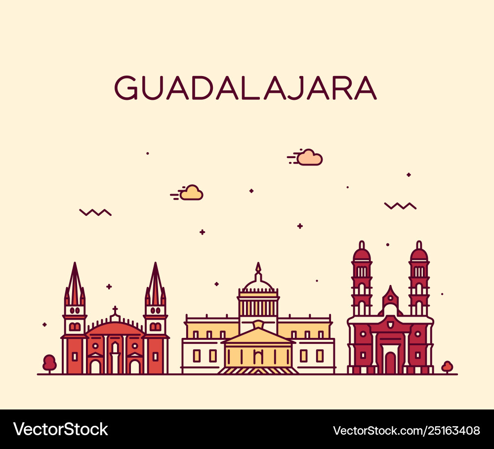 Guadalajara Skyline jalisco mexico ein linear Guadalajara Skyline jalisco mexico ein linear vektorbild