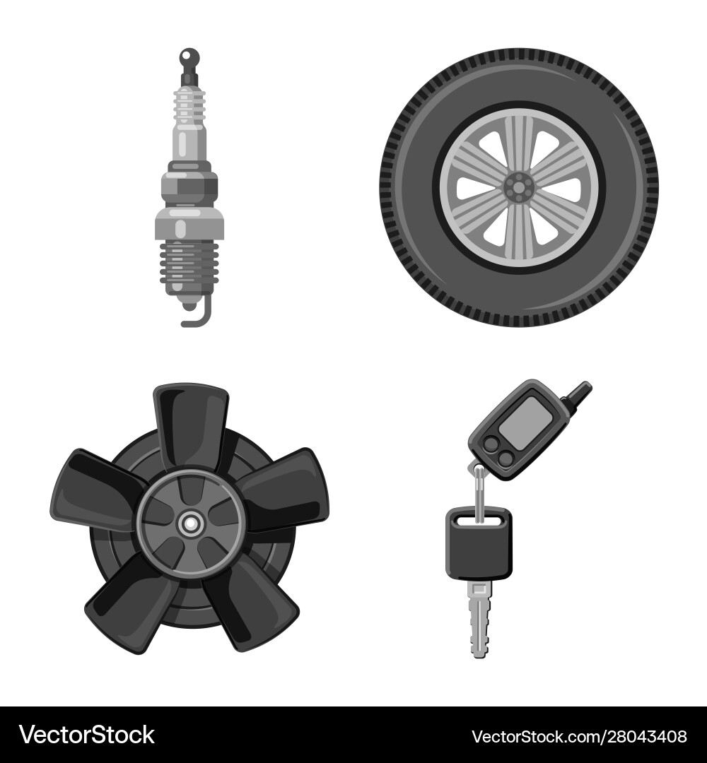Isolated object auto and part sign set Isolated object auto and part sign set vector image