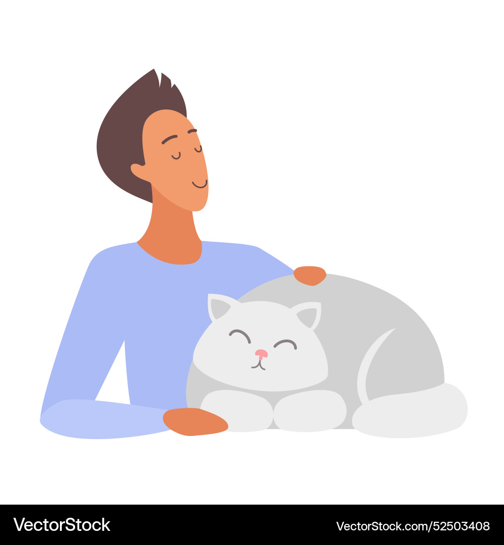Mann mit seiner Katze Mann mit seiner Katze Vektorbild