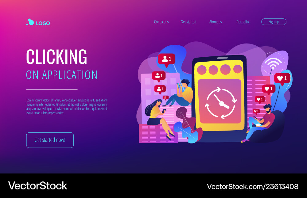 Mindlessly scrolling concept landing page Vector Image