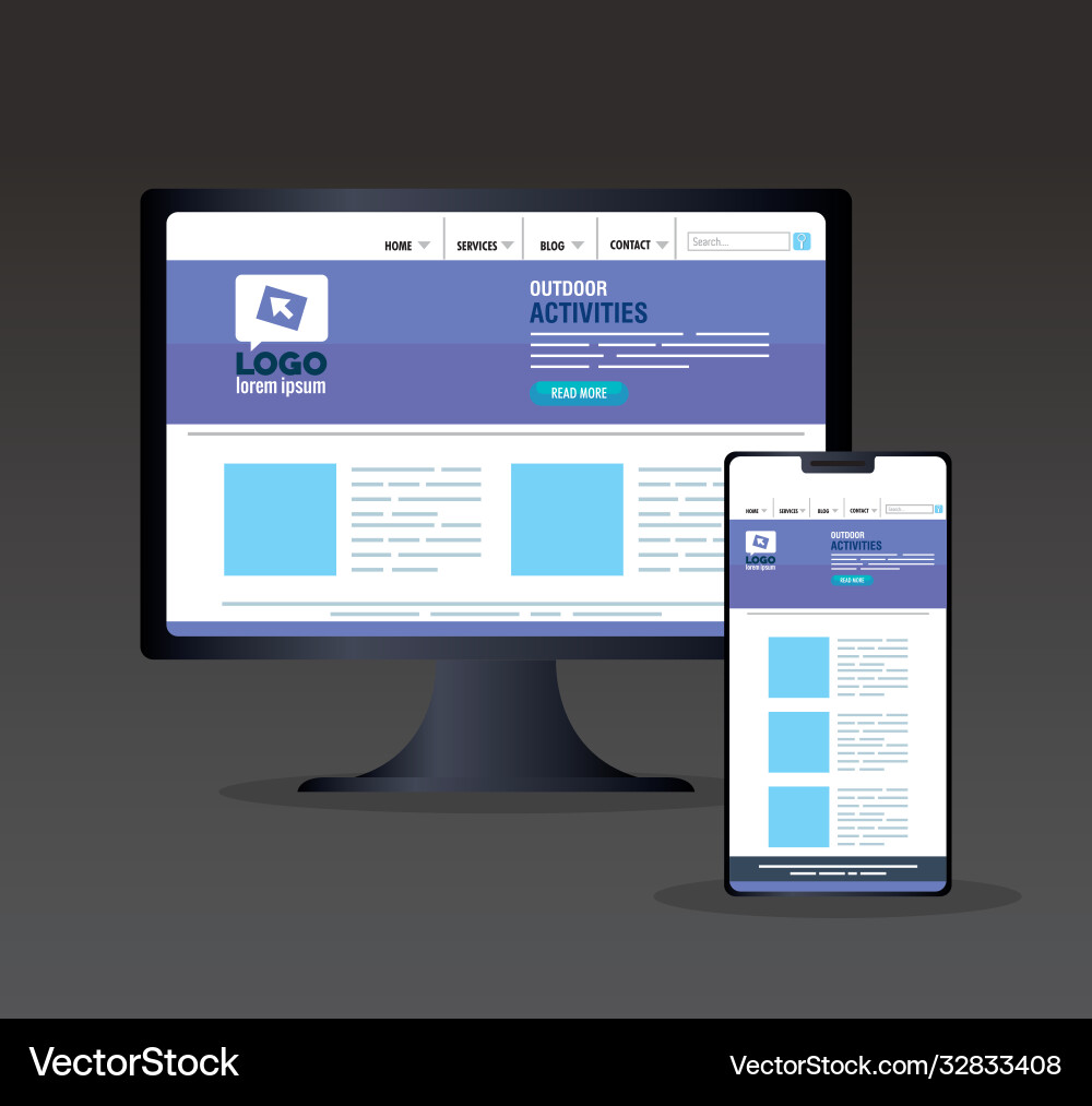Mockup responsive web concept website development Mockup responsive web concept website development vector image