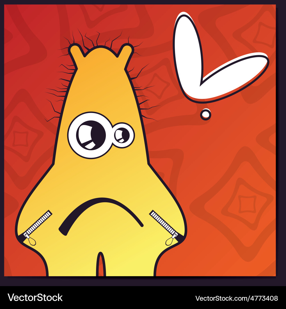 Monster with heart on abstract color background vector image