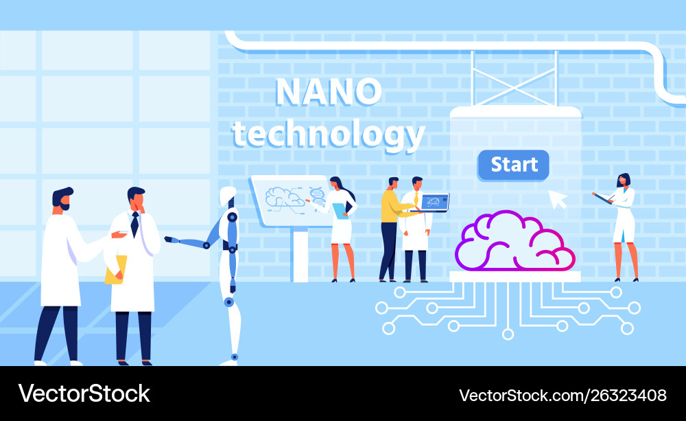 Nano technology lab and improvement brain function Vector Image