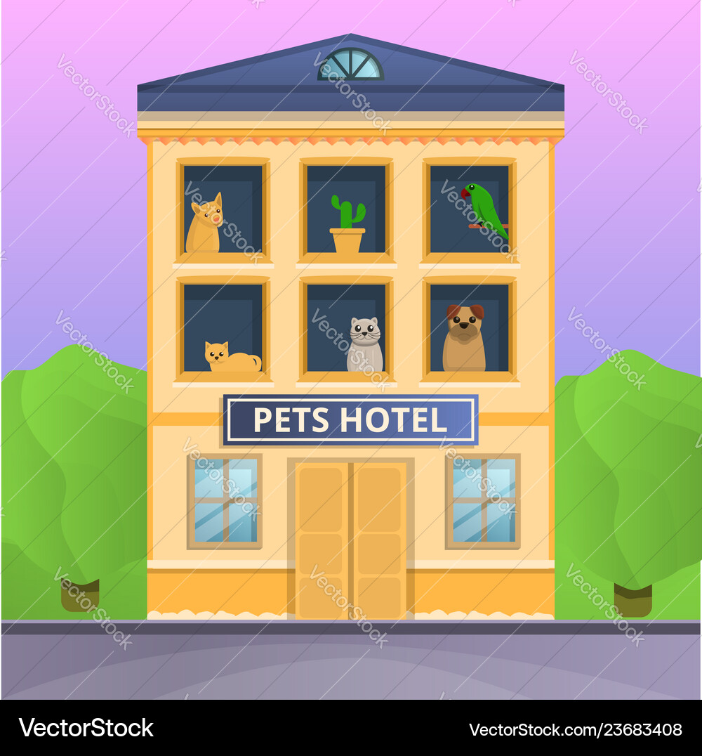 Pets Hotel Konzept Banner Cartoon Stil Pets Hotel Konzept Banner Cartoon Stil vektorbild