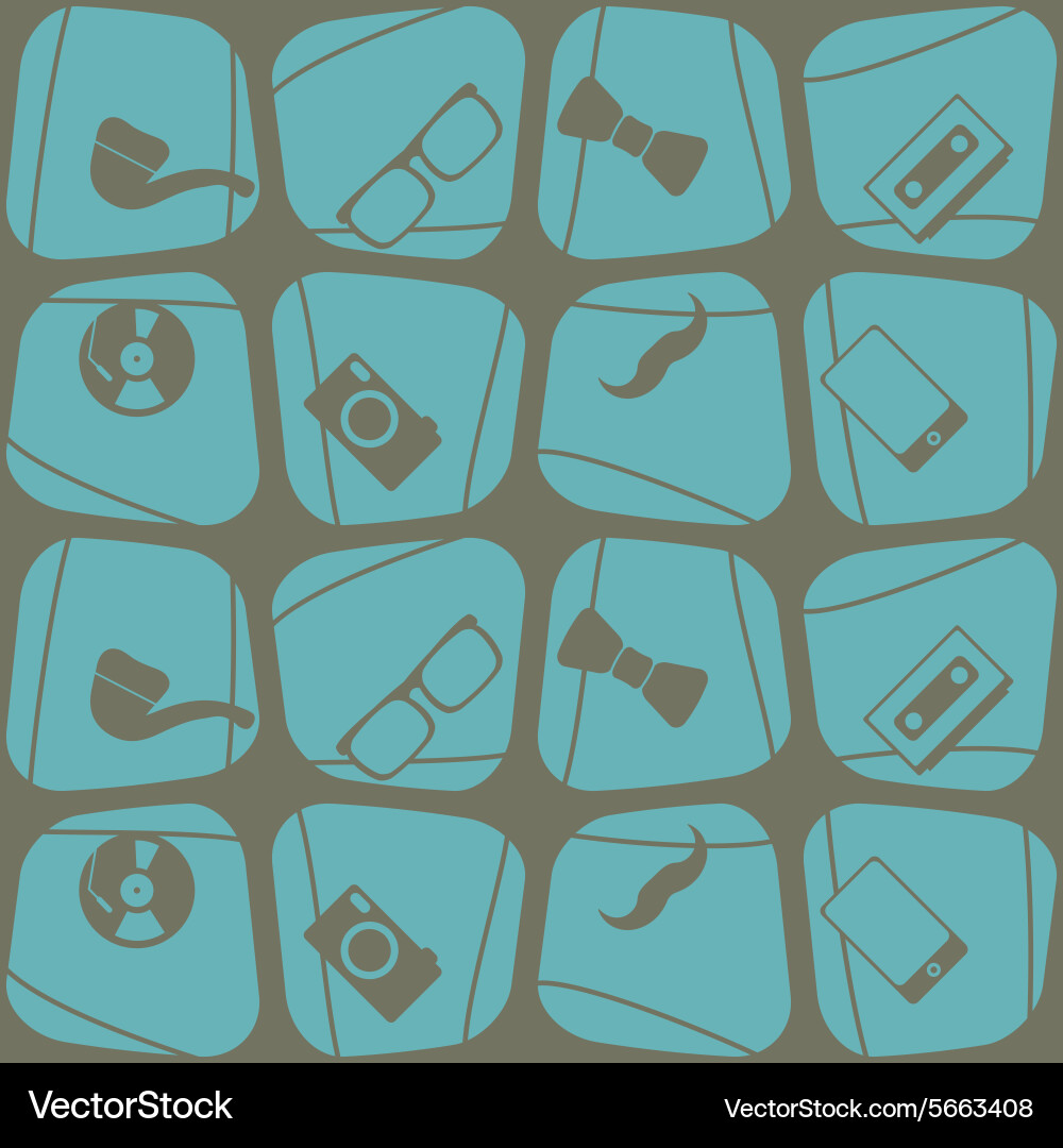 Seamless background with different hipster objects vector image
