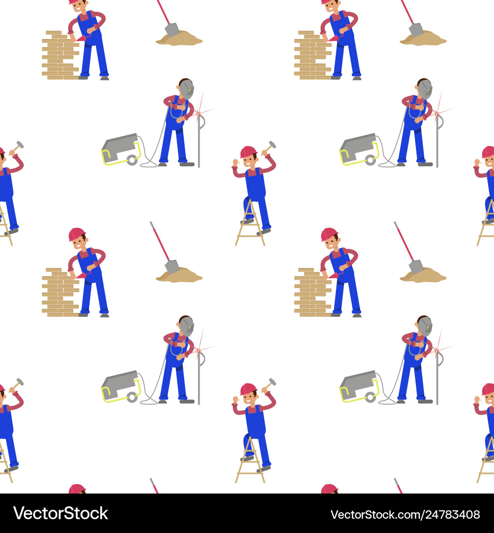 Seamless primitive pattern with construction Vector Image